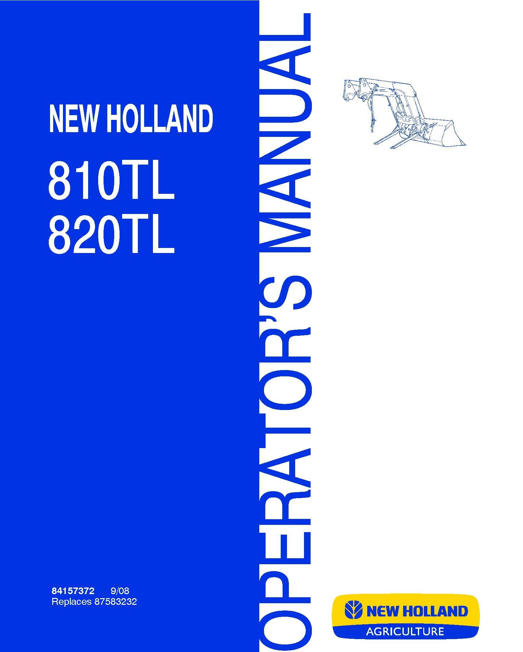 New Holland 810TL,820TL Loader Operator's Manual (84157372)