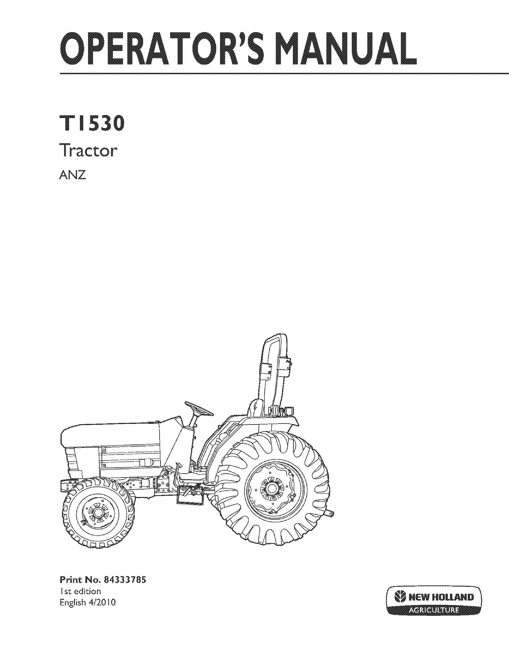 New Holland T1530 Tractor Operator's Manual (84333785)