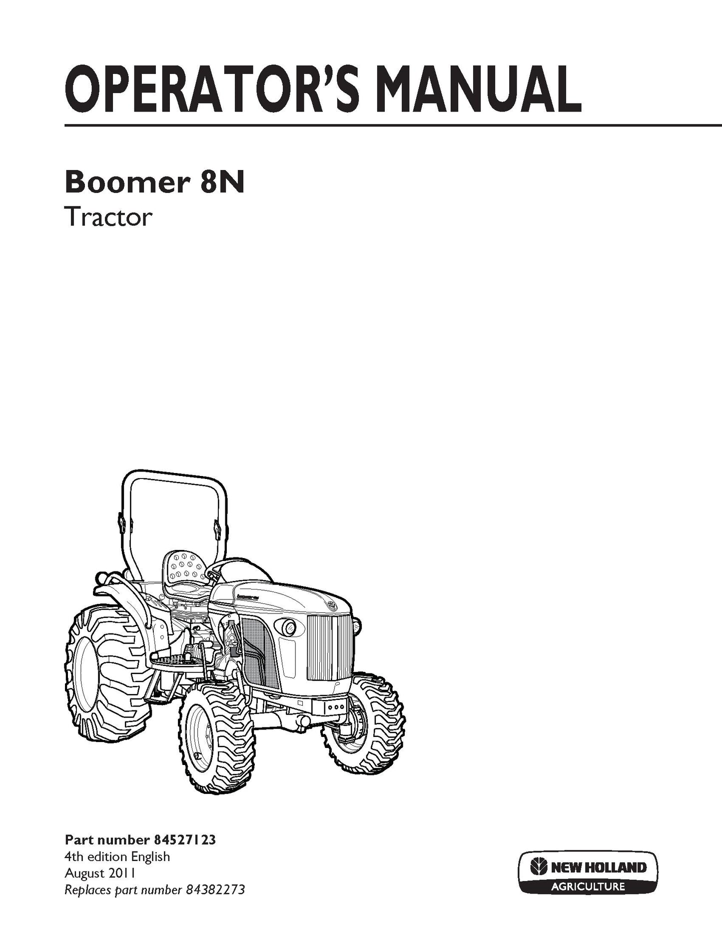 New Holland Boomer 8N Tractor Operator's Manual (84527123)