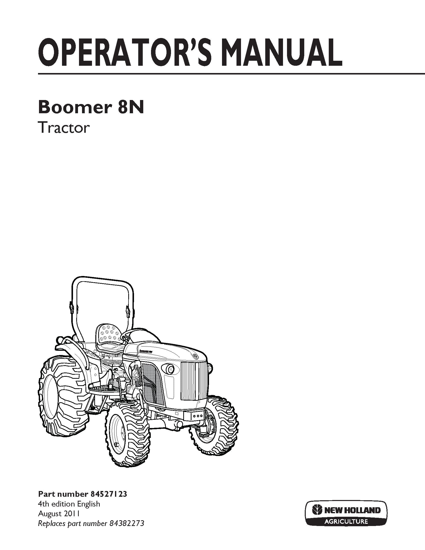 New Holland Boomer 8N Tractor Operator's Manual (84527123)