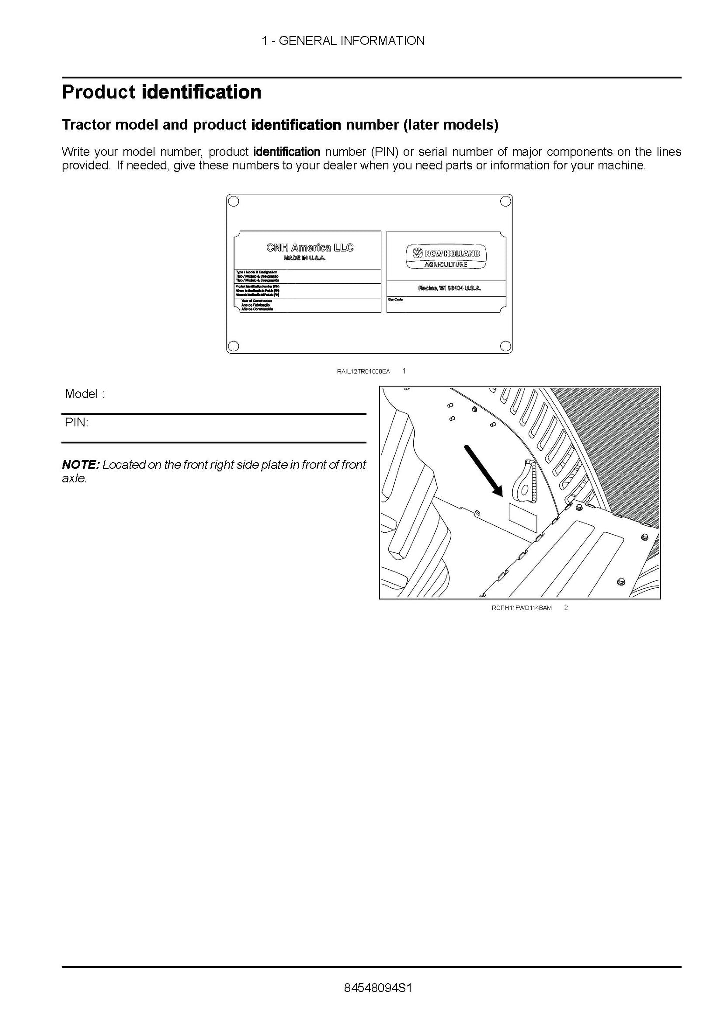 New Holland Operator's Manual (84548094S1)