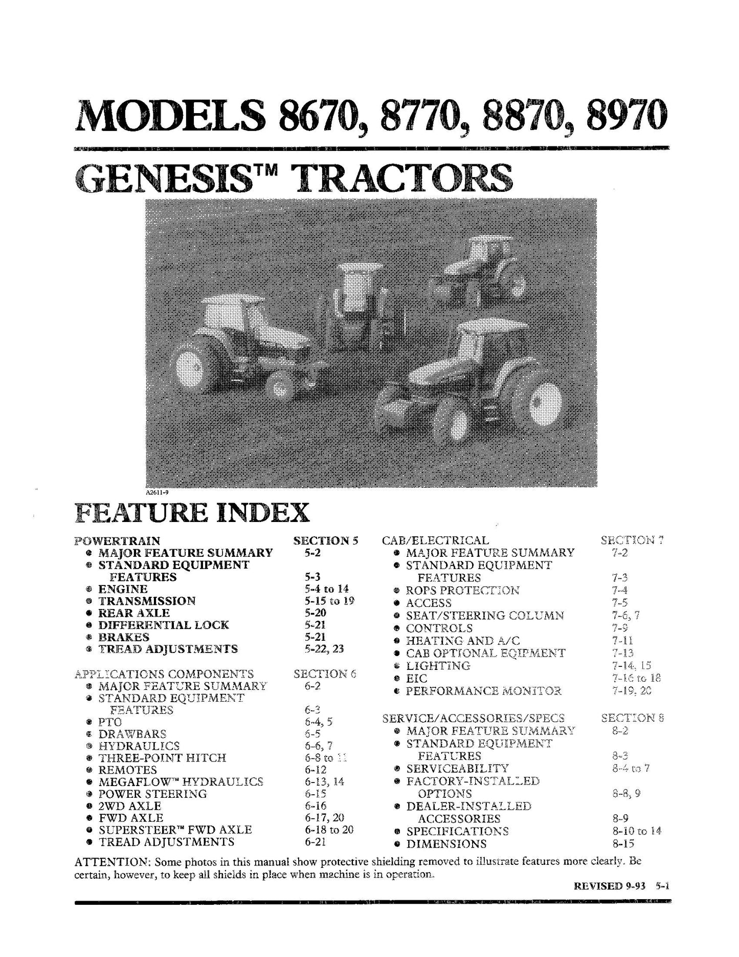 New Holland 8670 8770 8870 8970 Product Manual Operator's Manual (86560401)