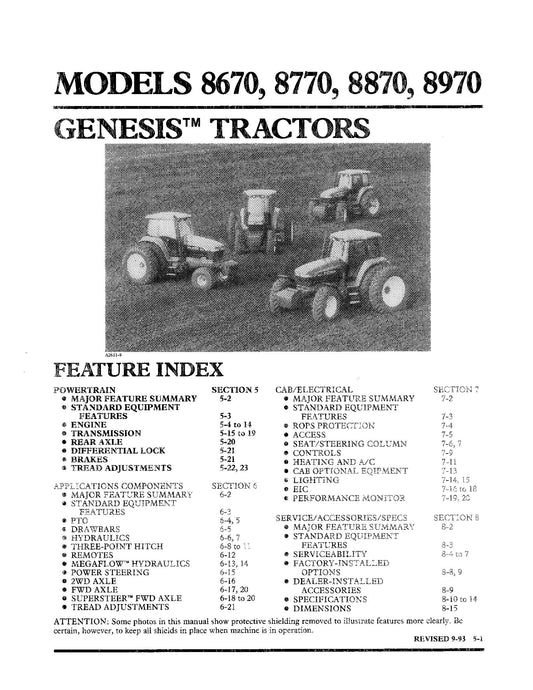 New Holland 8670 8770 8870 8970 Product Manual Operator's Manual (86560401)