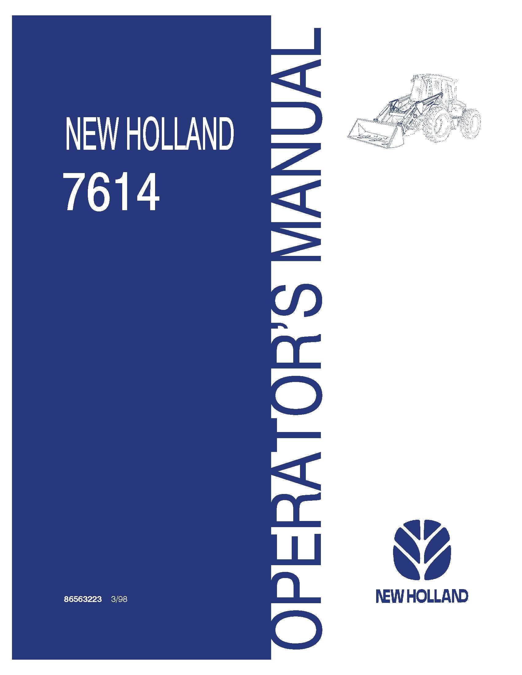 New Holland 7614 Loader Operator's Manual (86563223)