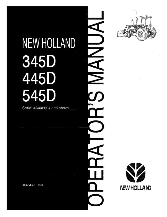 New Holland 345D445D 545D OM Operator's Manual (86570567)