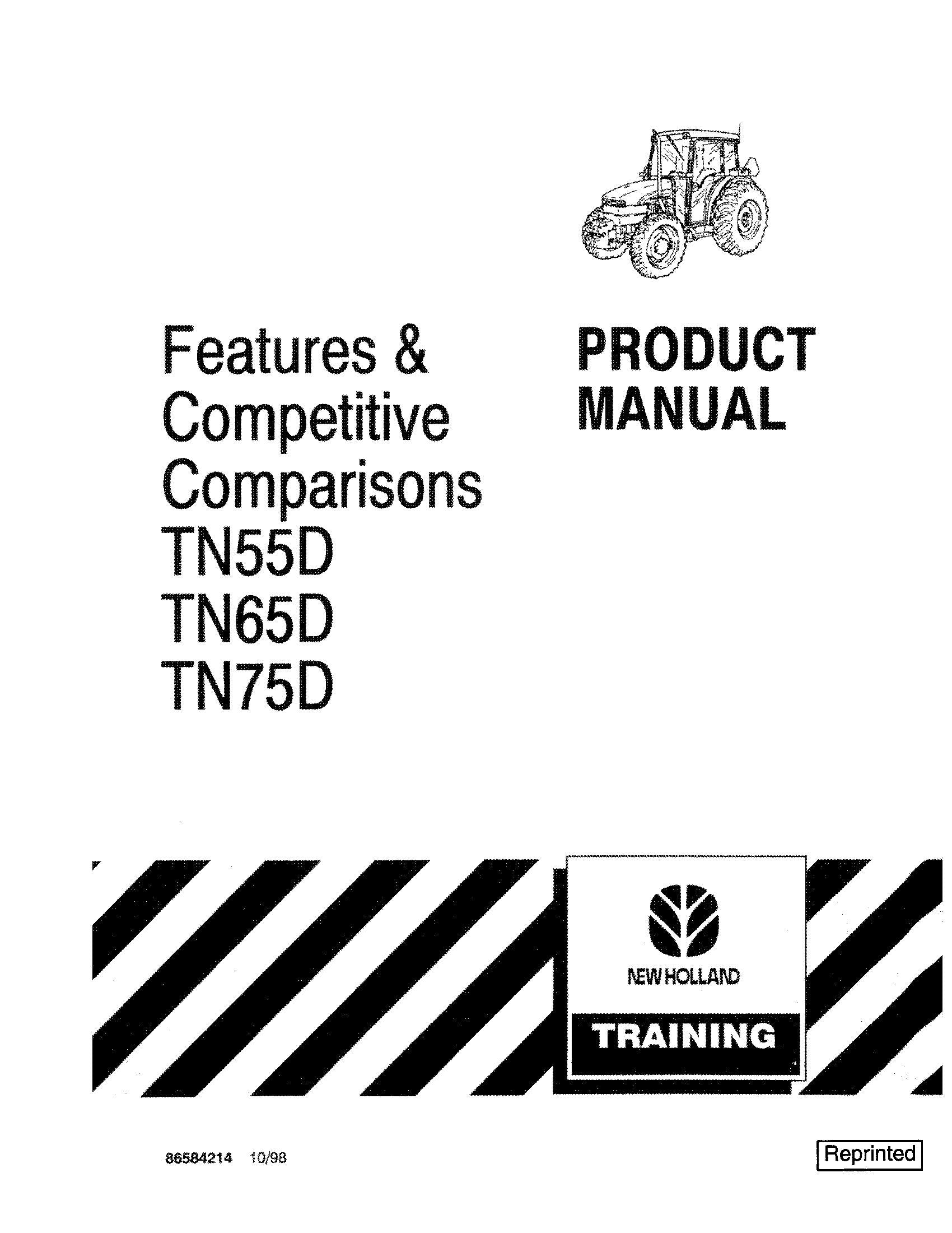 New Holland TN55D, TN65D, TN75D Product Manual Operator's Manual (86584214)