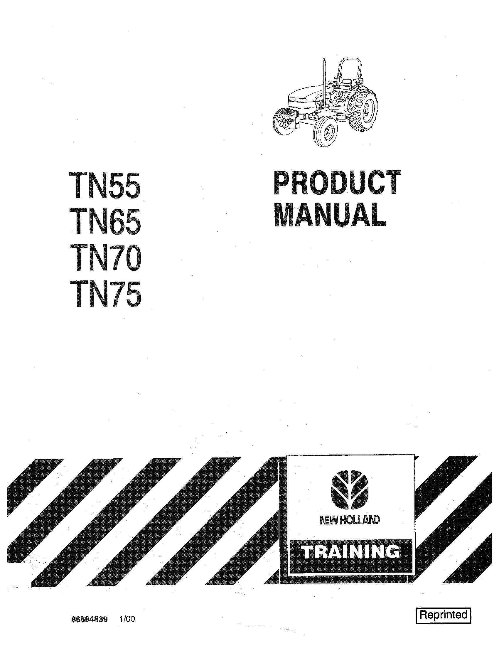 New Holland TN55 TN65 Tn70 TN75 Product Manual Operator's Manual (86584839)