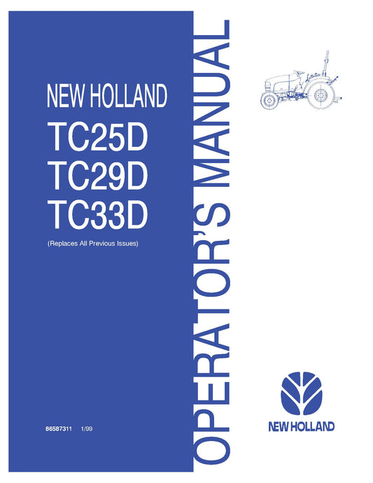 New Holland TC25D TC29D TC33D Tractor Operator's Manual (86587311)