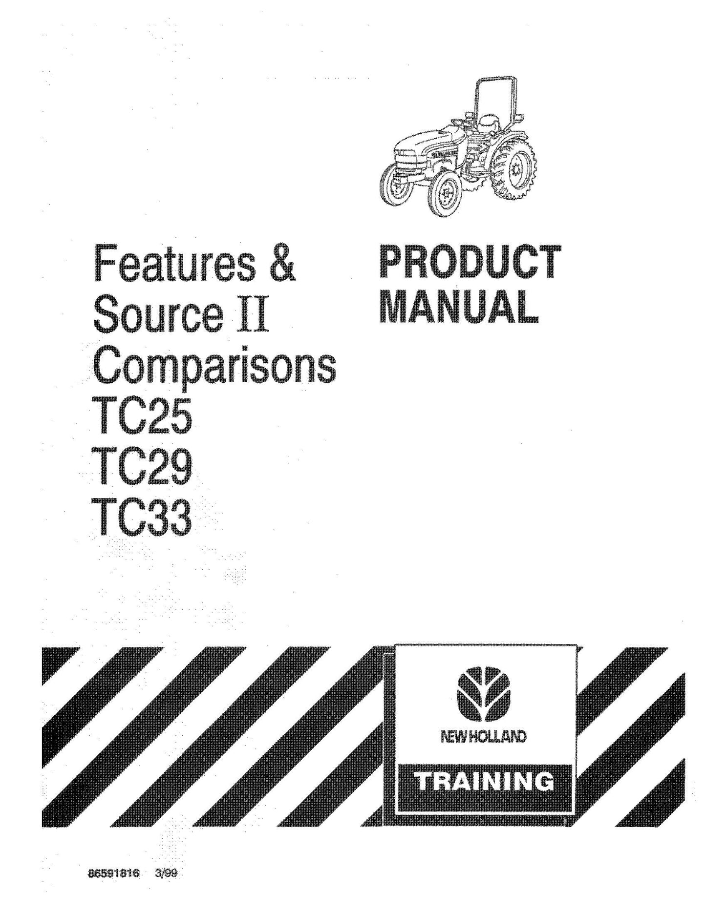New Holland TC25,TC29,TC33 Tractor Product Manual Operator's Manual (86591816)