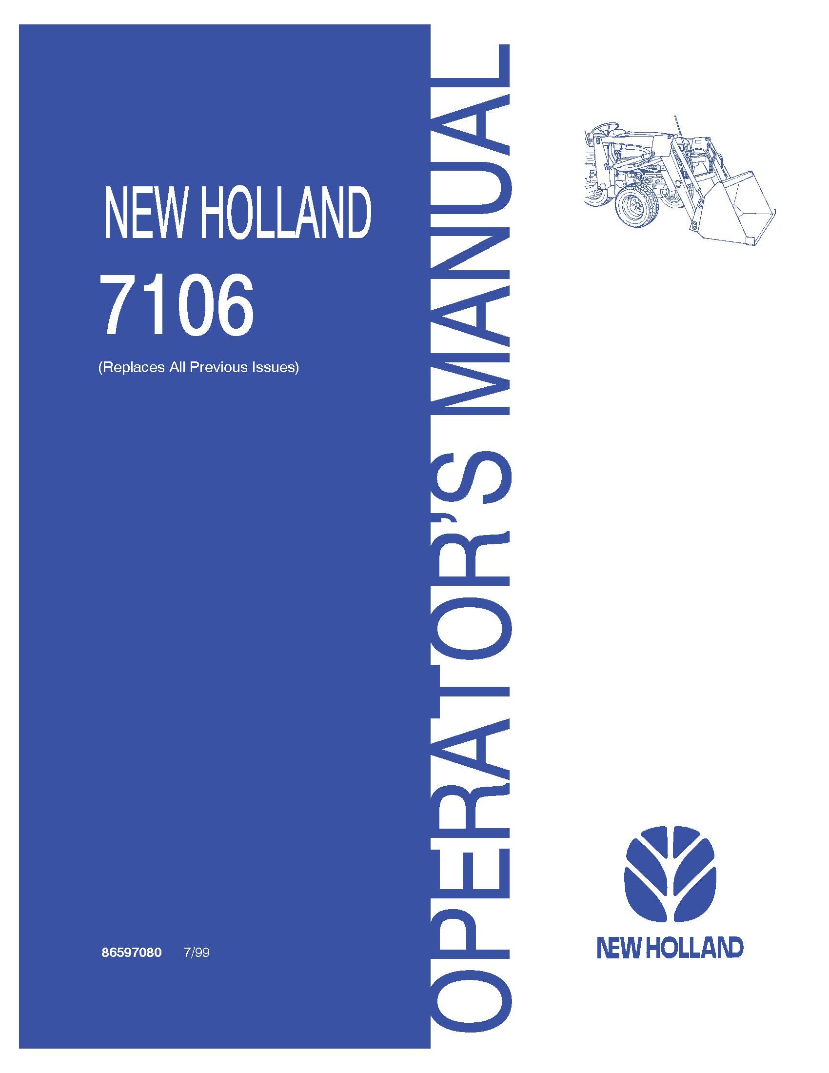 New Holland 7106 Loader Operator's Manual (86597080)