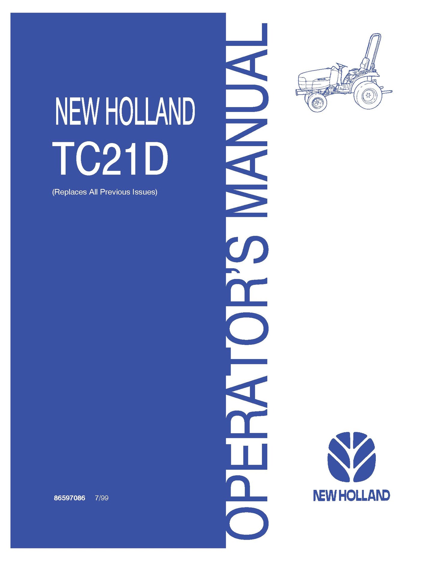 New Holland TC21D Tractor Operator's Manual (86597086)