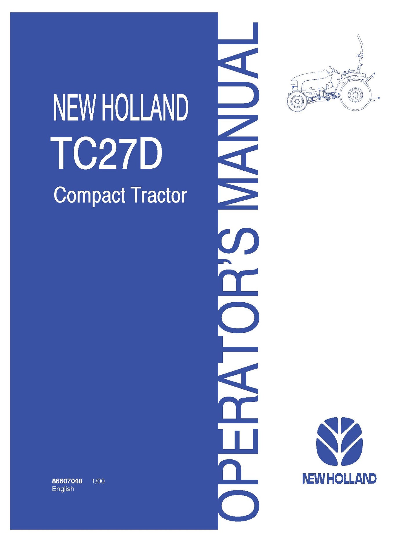New Holland Compact Tractor TC27D Operator's Manual (86607048)
