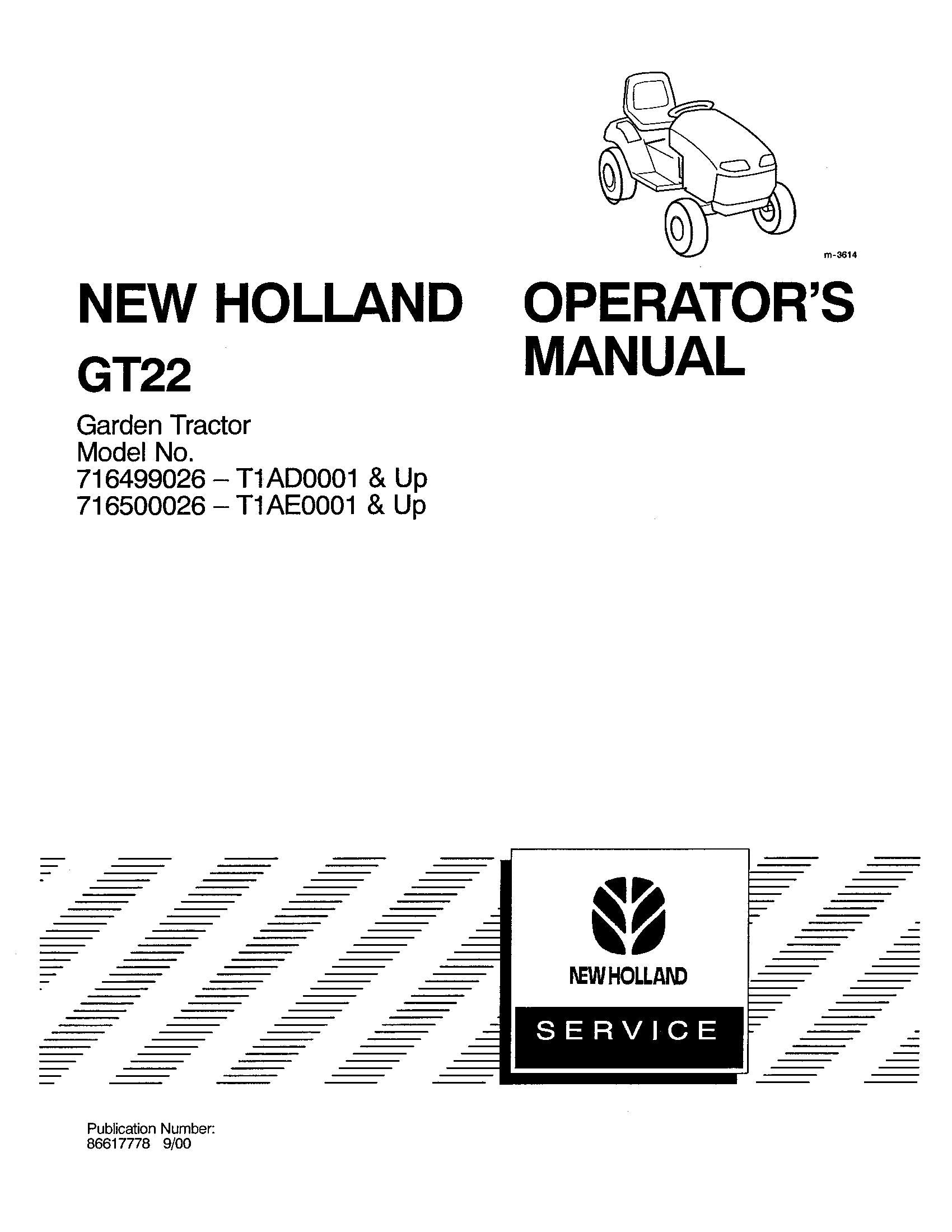 New Holland GT22,A Garden Tractor httpwwwdmcretailcomproductSearchaspx 30072019 Product Search Page 134 of 151 Operator's Manual (86617778)