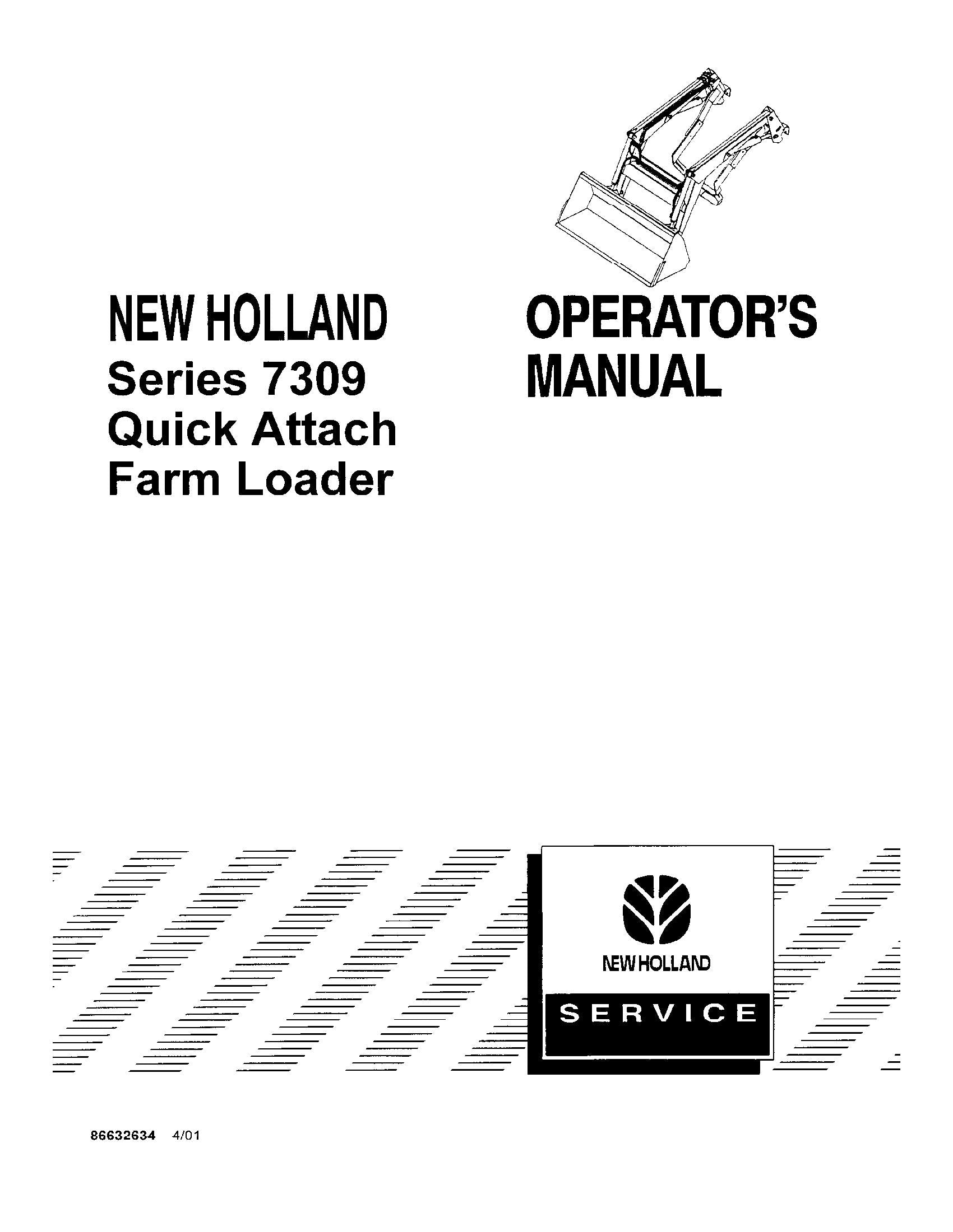 New Holland 7309 Series Quick Attach Farm Loader Operator's Manual (86632634)