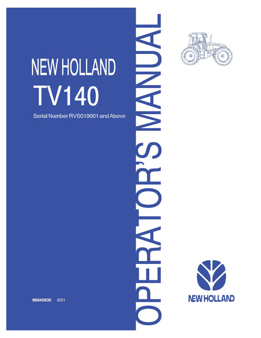 New Holland TV140 Trac Sn Rsv019001 Above Operator's Manual (86640630)