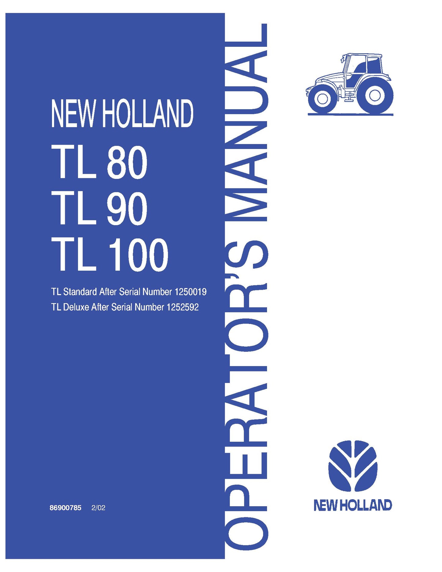 New Holland TL80,TL90,TL100 tractor Operator's Manual (86900785)