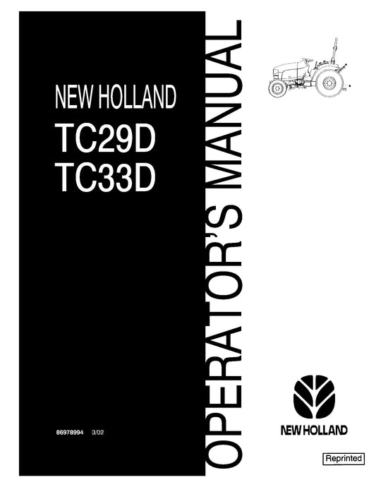 New Holland TC29D TC33D OM SN G037305 & Above Operator's Manual (86978994)