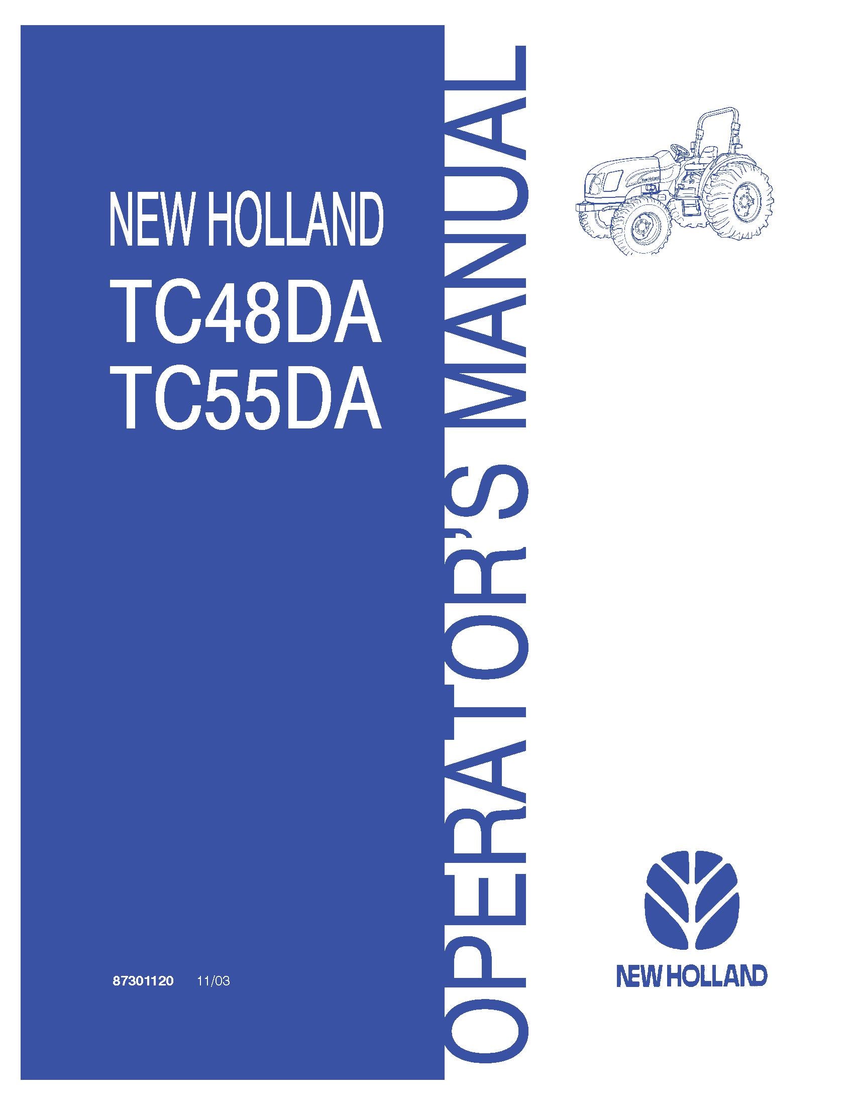 New Holland TC48DA TC55DA Tractors Operator's Manual (87301120)