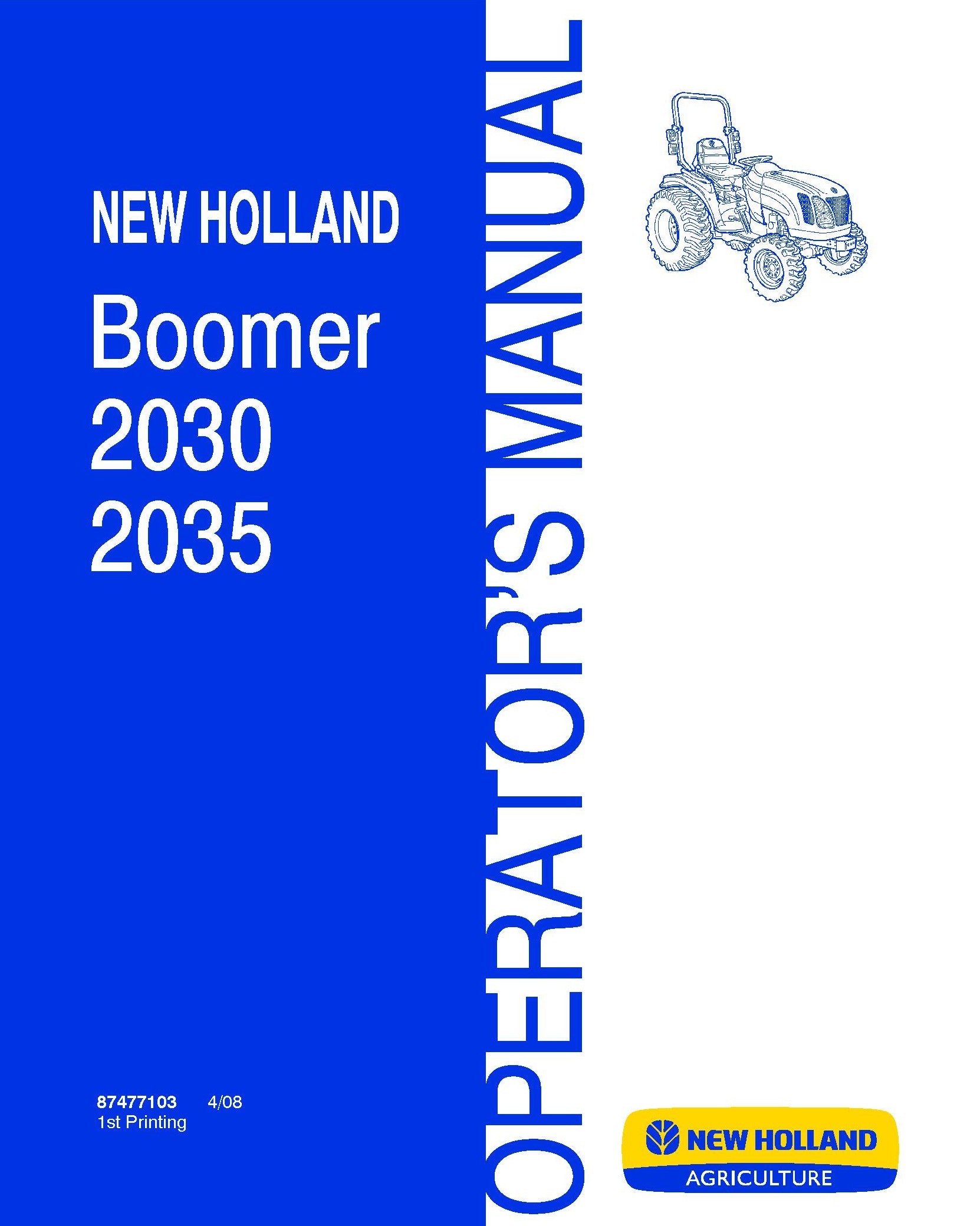 New Holland Boomer 2030,2035 Operator's Manual (87477103)