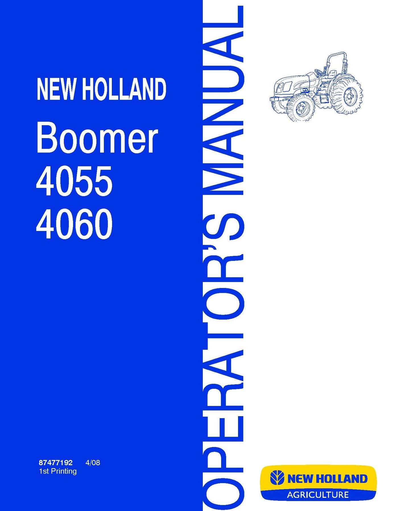 New Holland Boomer 4055,4060 Operator's Manual (87477192)