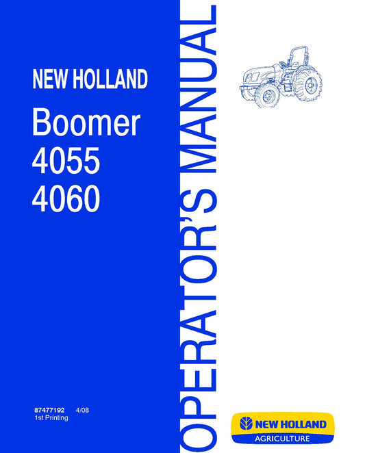 New Holland Boomer 4055,4060 Operator's Manual (87477192)