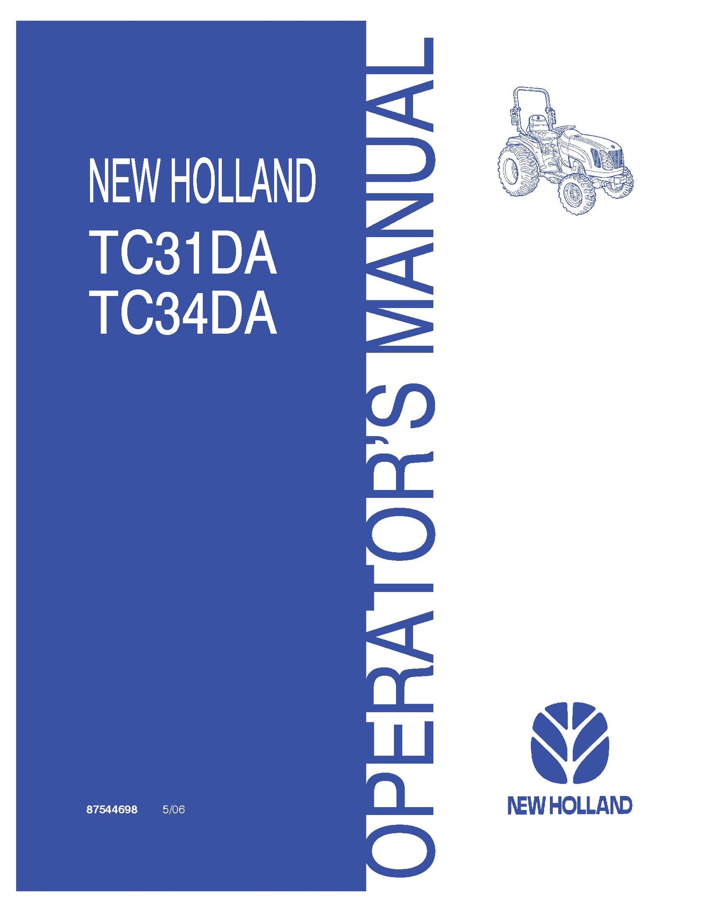 New Holland TC31DA TC34DA Tractor Operator's Manual (87544698)