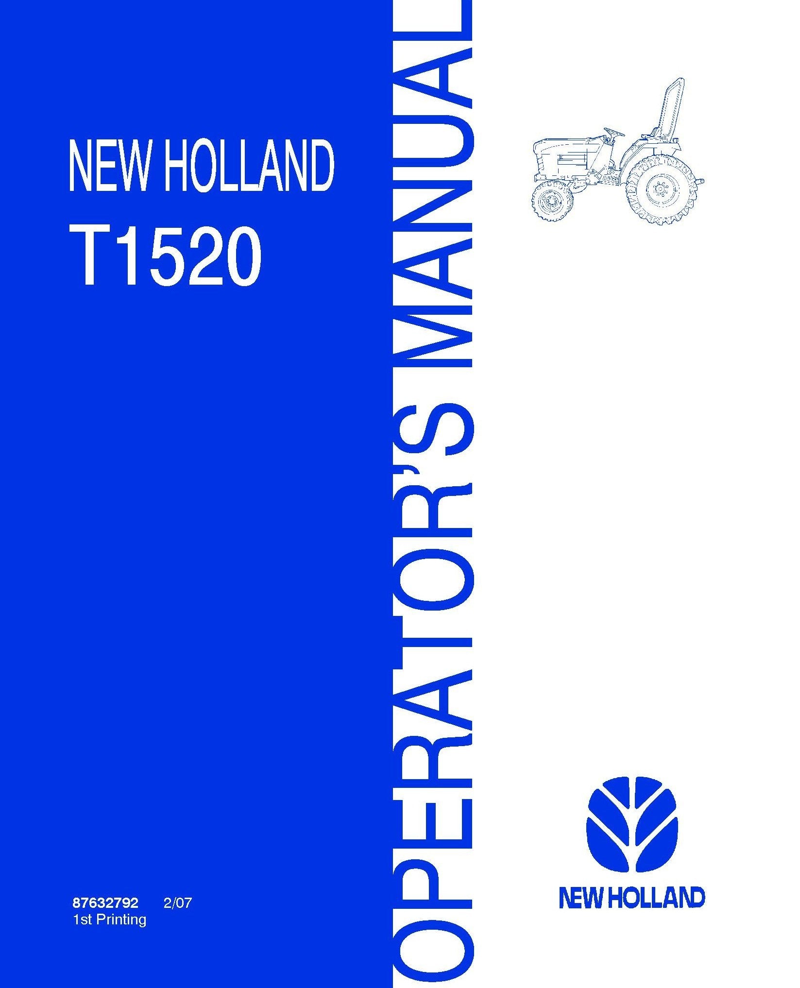New Holland T1520 Compact Tractor Operator's Manual (87632792)