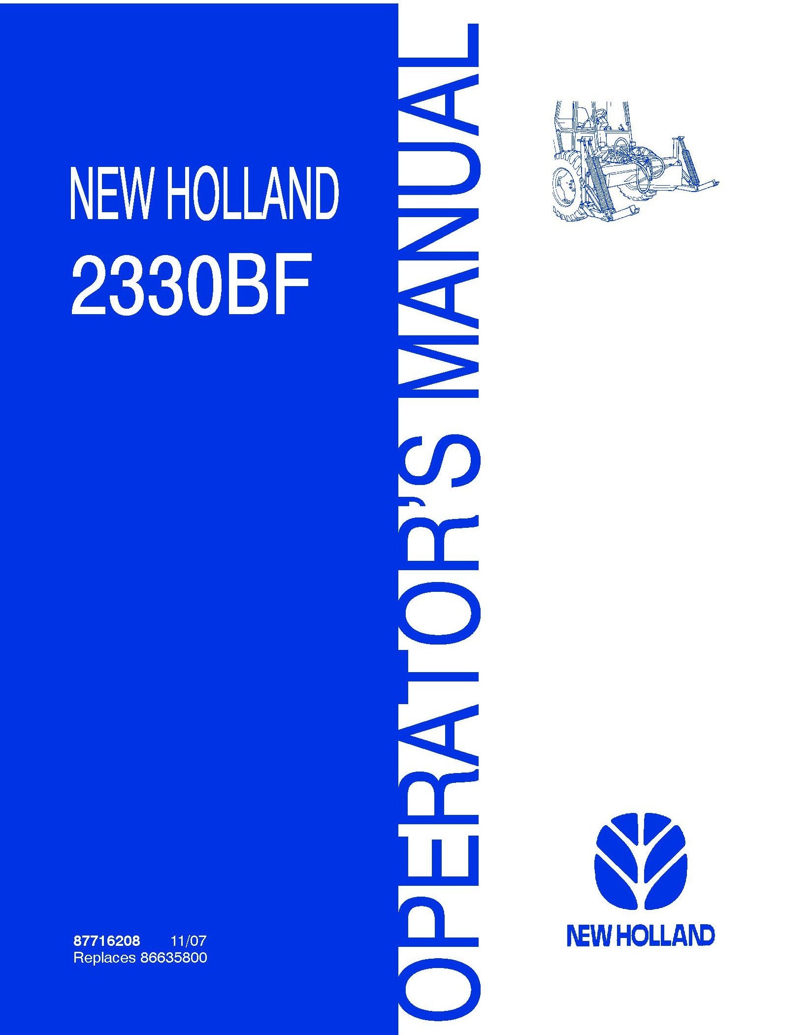 New Holland 2330BF Adapter Frame on Bidirectional Tractor Operator's Manual (87716208)