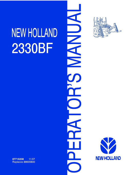 New Holland 2330BF Adapter Frame on Bidirectional Tractor Operator's Manual (87716208)
