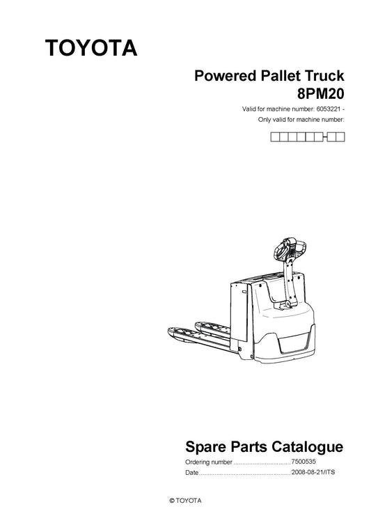 Toyota 8PM20 SN6053221 Spare Parts Catalog