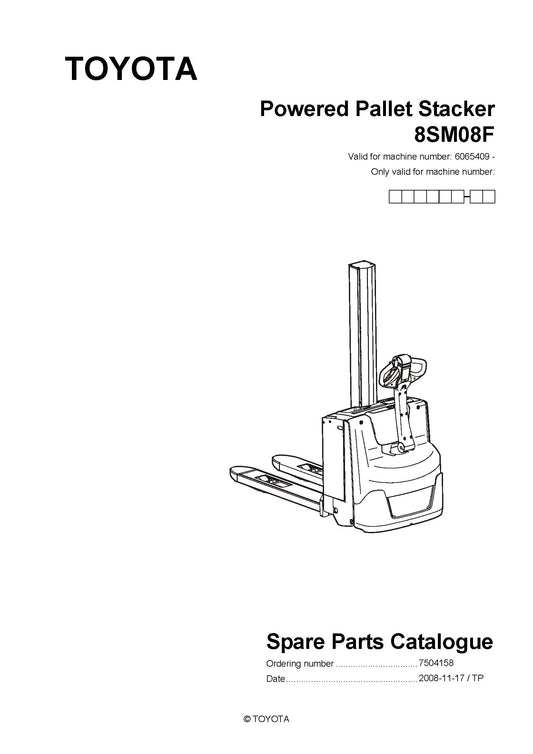 Toyota 8SM08F SN6065409 Spare Parts Catalog