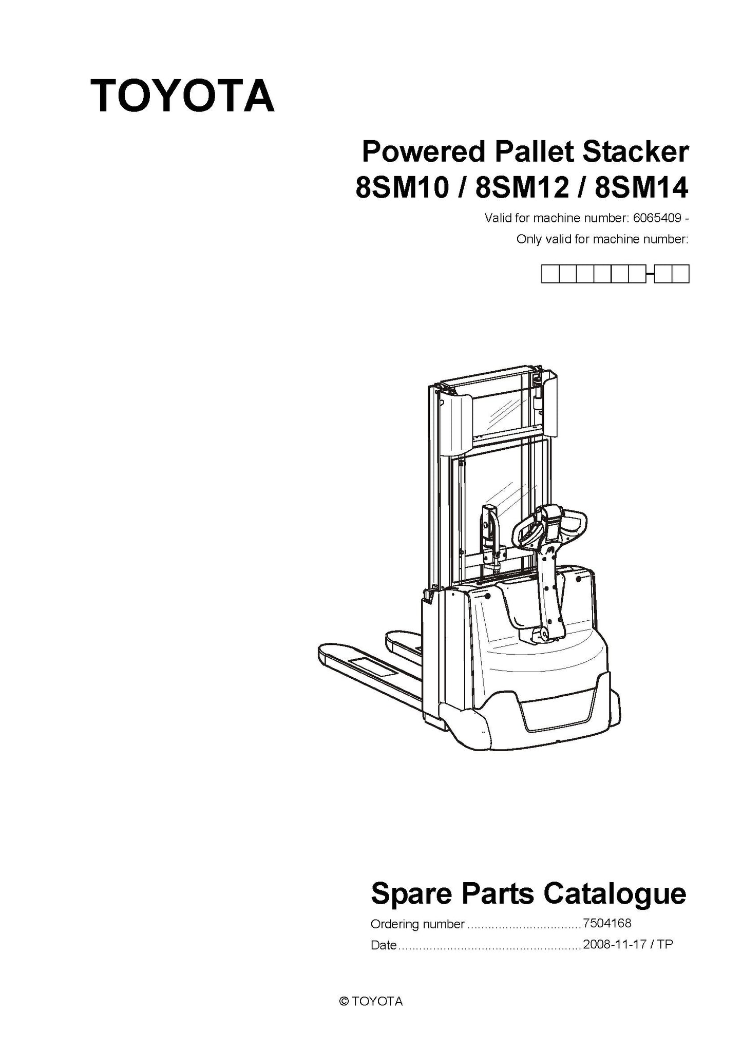 Toyota 8SM10 12 14 SN6065409 Spare Parts Catalog