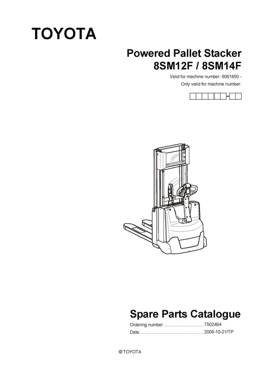 Toyota 8SM12-14F SN6061850 Spare Parts Catalog