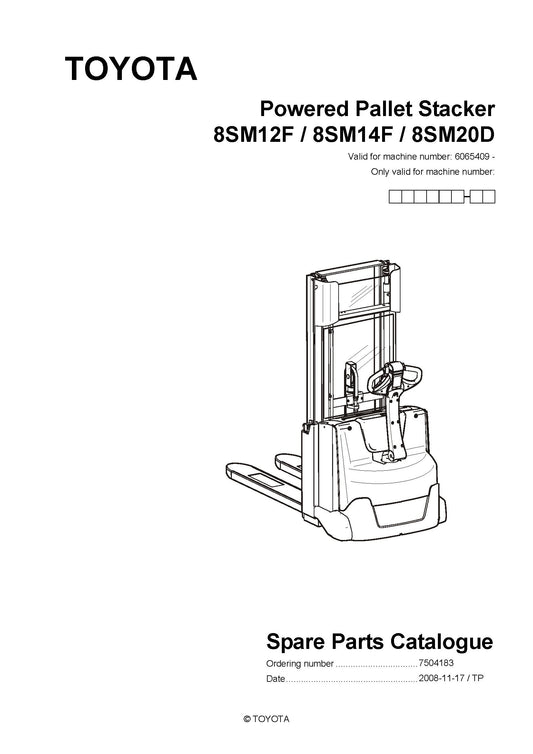 Toyota 8SM12F 14F 20D SN6065409 Spare Parts Catalog