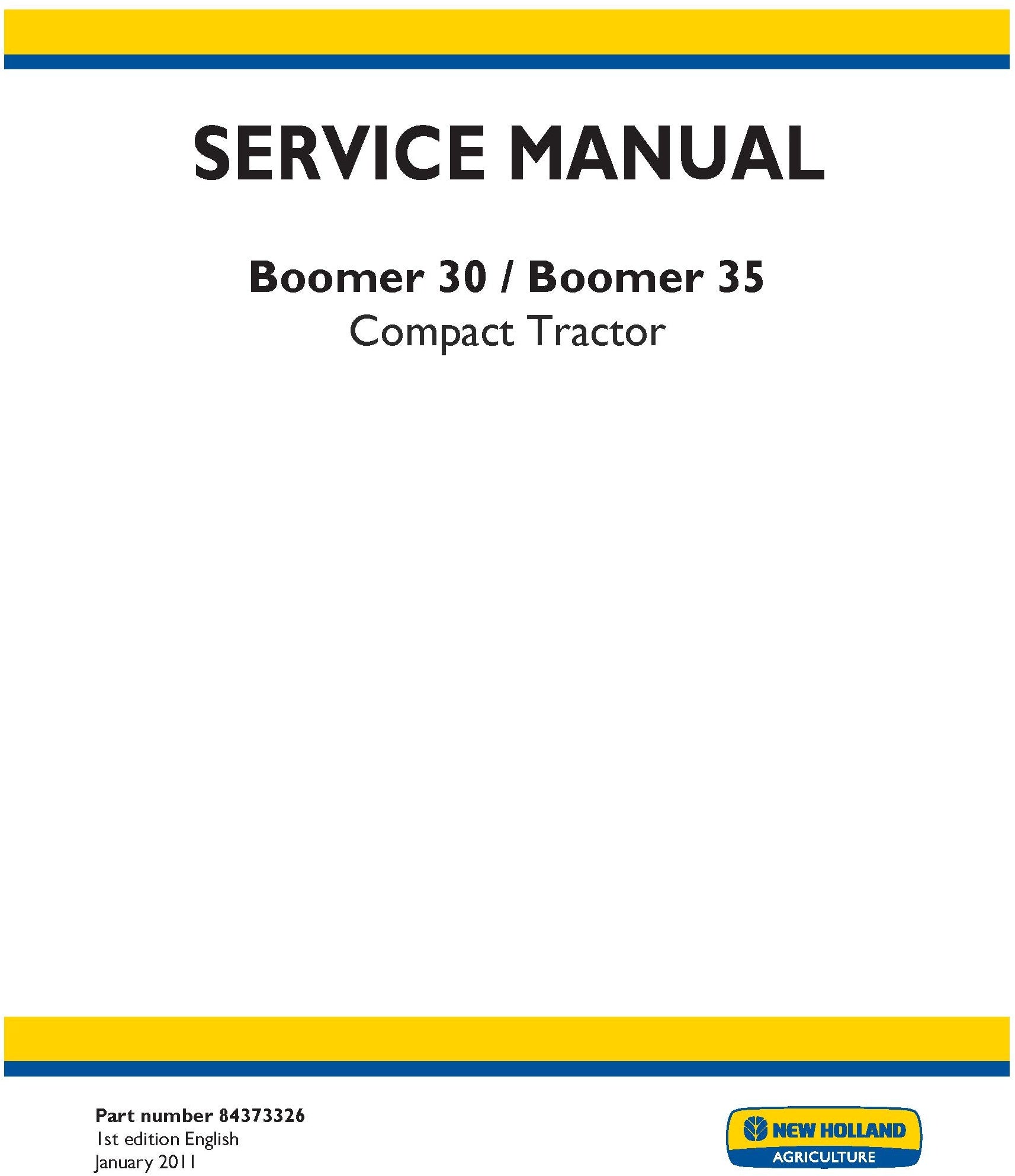 New Holland Boomer 30 Boomer 35 Compact Tractor Service Repair Manual 84373326