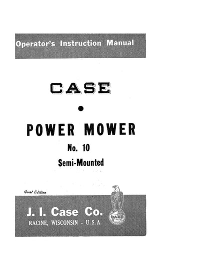 Case IH Tractor 10 Semi-Mounted Power Mower Operator's Manual (D-1928)