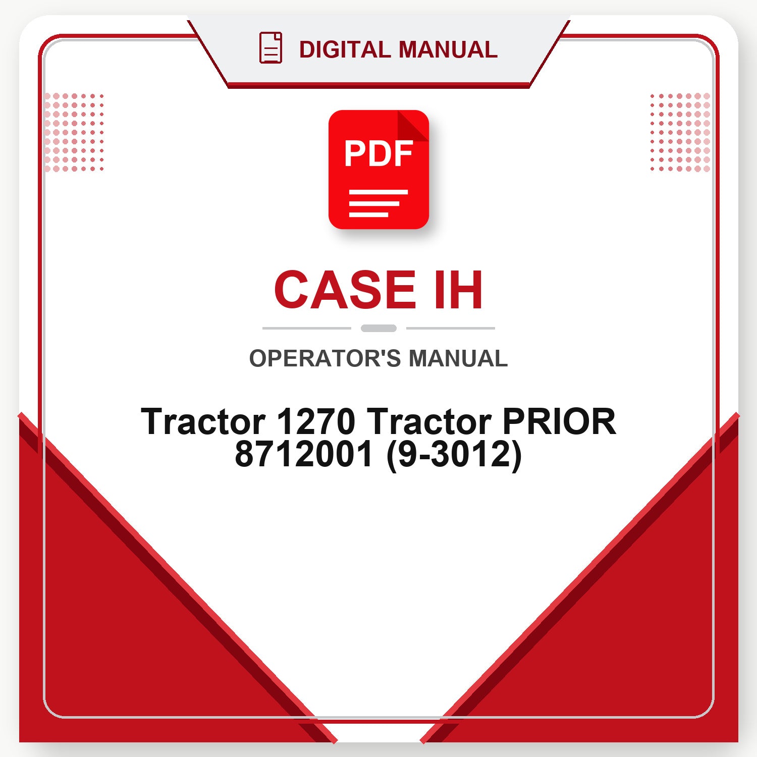 Case IH Tractor 1270 Tractor PRIOR 8712001 Operator's Manual (9-3012)
