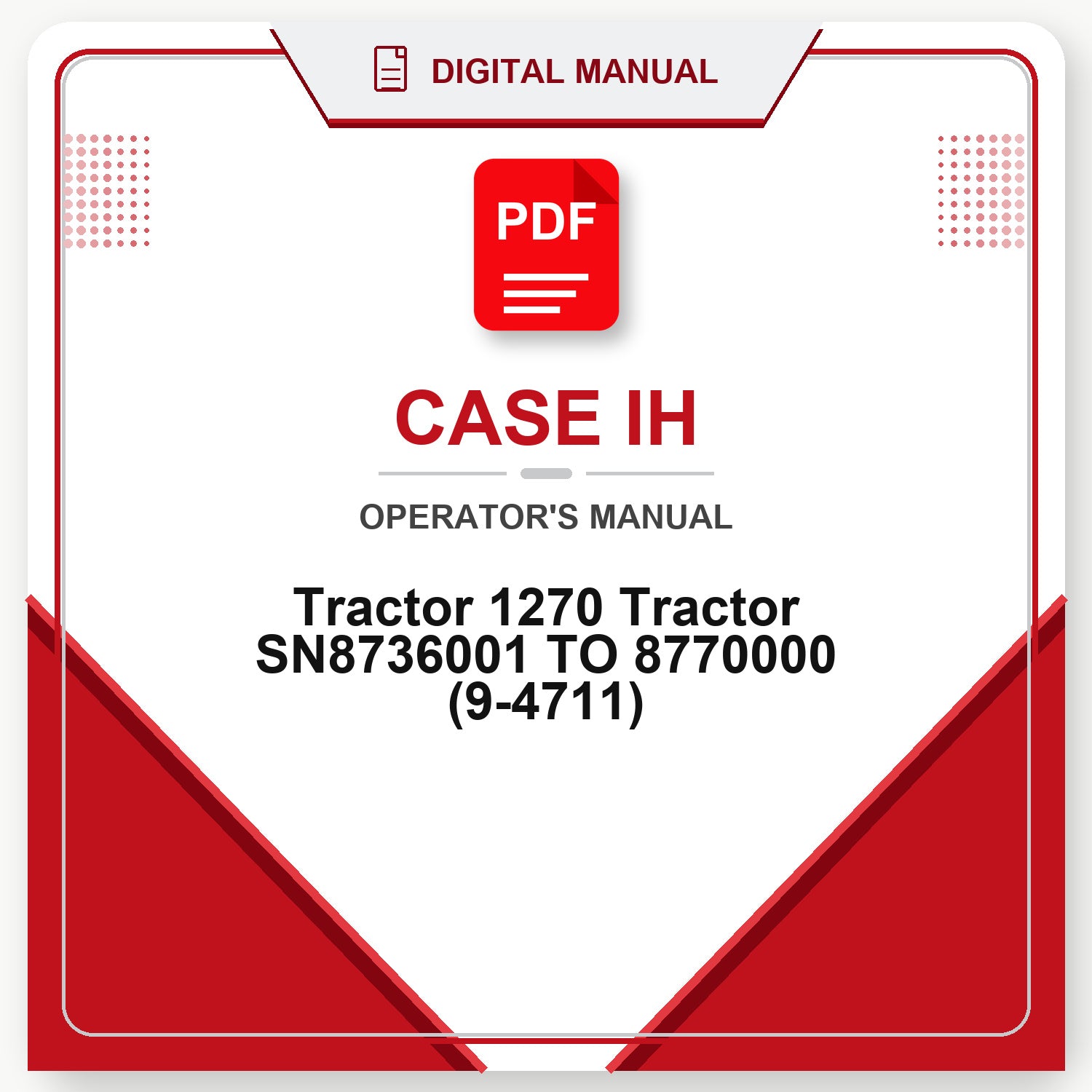 Case IH Tractor 1270 Tractor SN8736001 TO 8770000 Operator's Manual (9-4711)