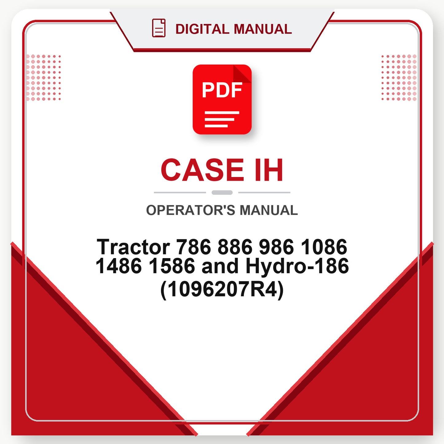 Case IH Tractor 786 886 986 1086 1486 1586 and Hydro-186 Operator's Manual (1096207R4)