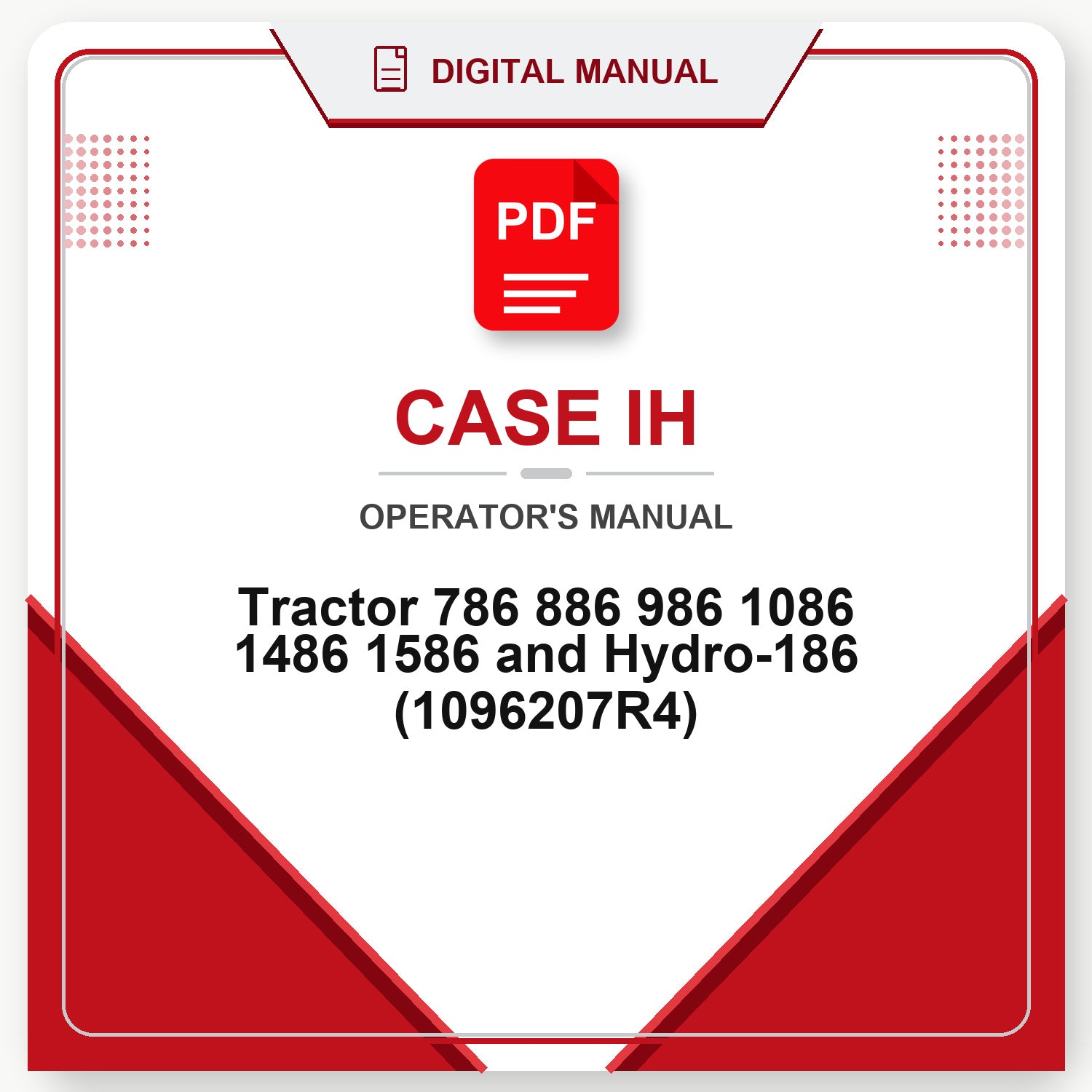 Case IH Tractor 786 886 986 1086 1486 1586 and Hydro-186 Operator's Manual (1096207R4)