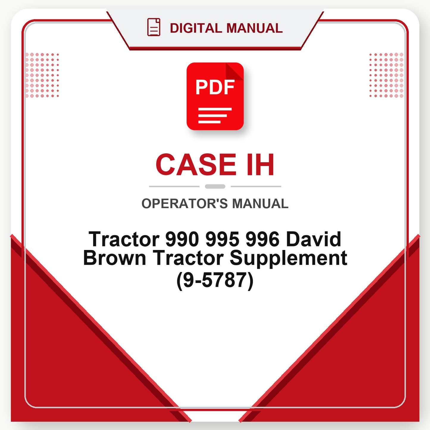 Case IH Tractor 990 995 996 David Brown Tractor Supplement Operator's Manual (9-5787)