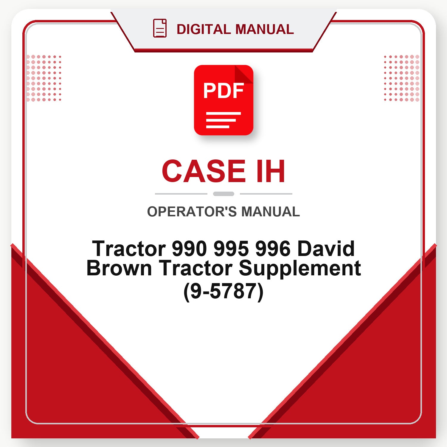 Case IH Tractor 990 995 996 David Brown Tractor Supplement Operator's Manual (9-5787)