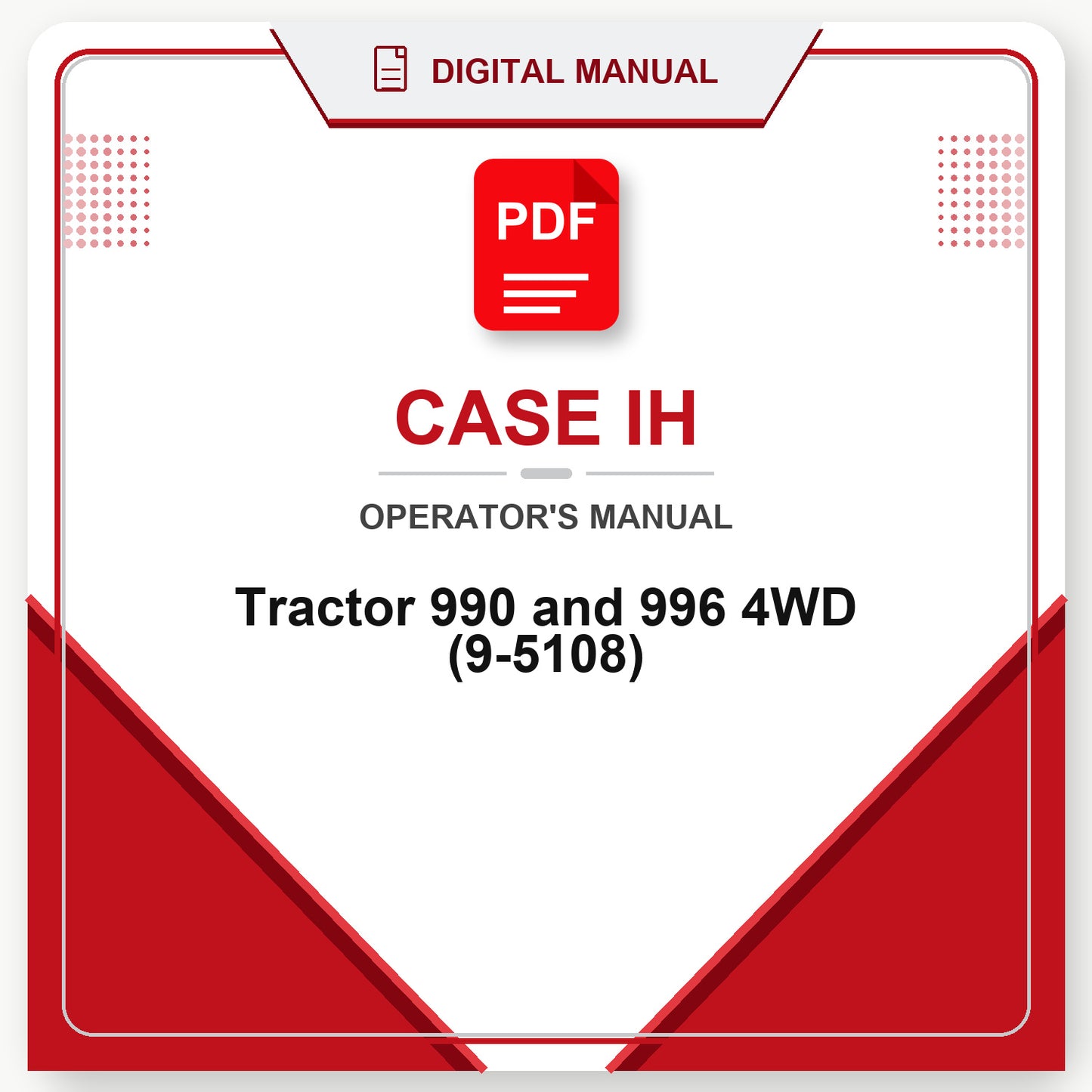 Case IH Tractor 990 and 996 4WD Operator's Manual (9-5108)