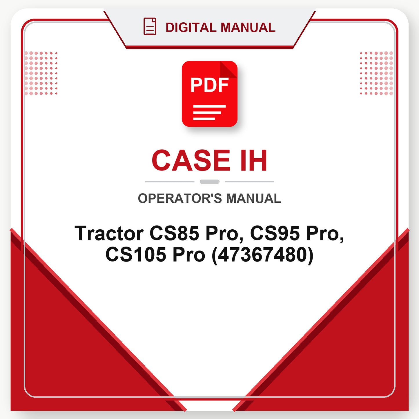 Case IH Tractor CS85 Pro, CS95 Pro, CS105 Pro Operator's Manual (47367480)