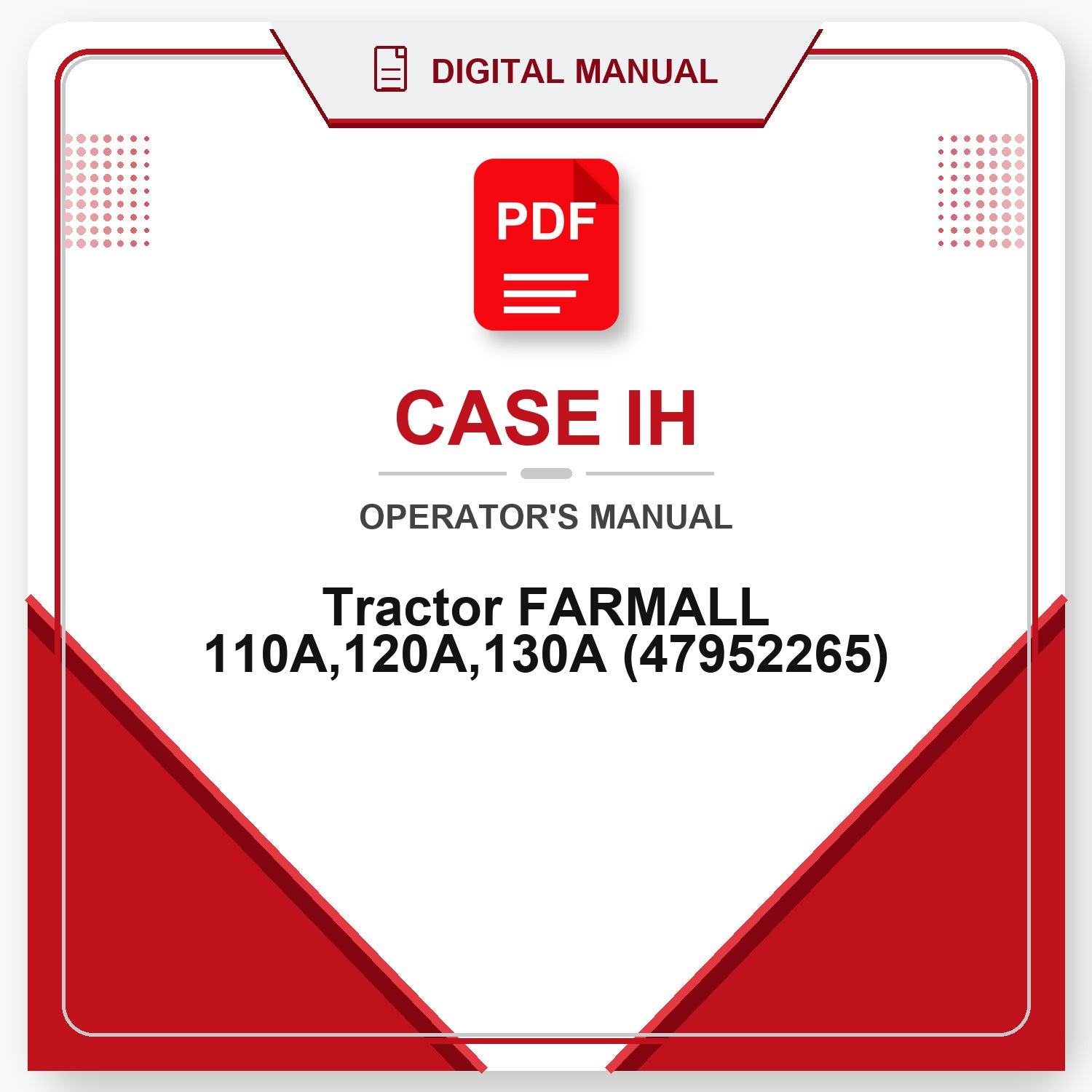 Case IH Tractor FARMALL 110A,120A,130A Operator's Manual (47952265)