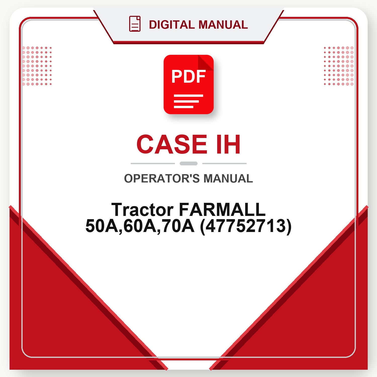 Case IH Tractor FARMALL 50A,60A,70A Operator's Manual (47752713)