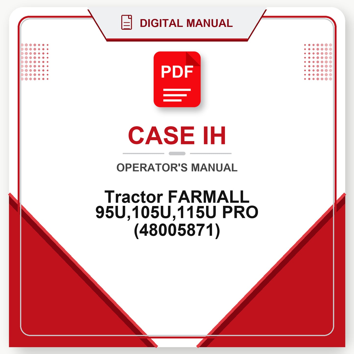 Case IH Tractor FARMALL 95U,105U,115U PRO Operator's Manual (48005871)
