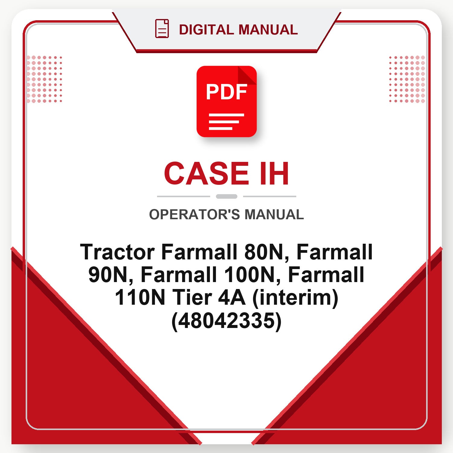 Case IH Tractor Farmall 80N, Farmall 90N, Farmall 100N, Farmall 110N Tier 4A (interim) Operator's Manual (48042335)