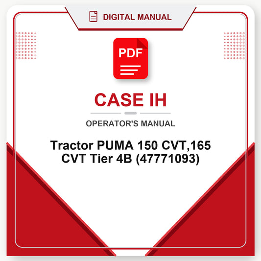 Case IH Tractor PUMA 150 CVT,165 CVT Tier 4B Operator's Manual (47771093)
