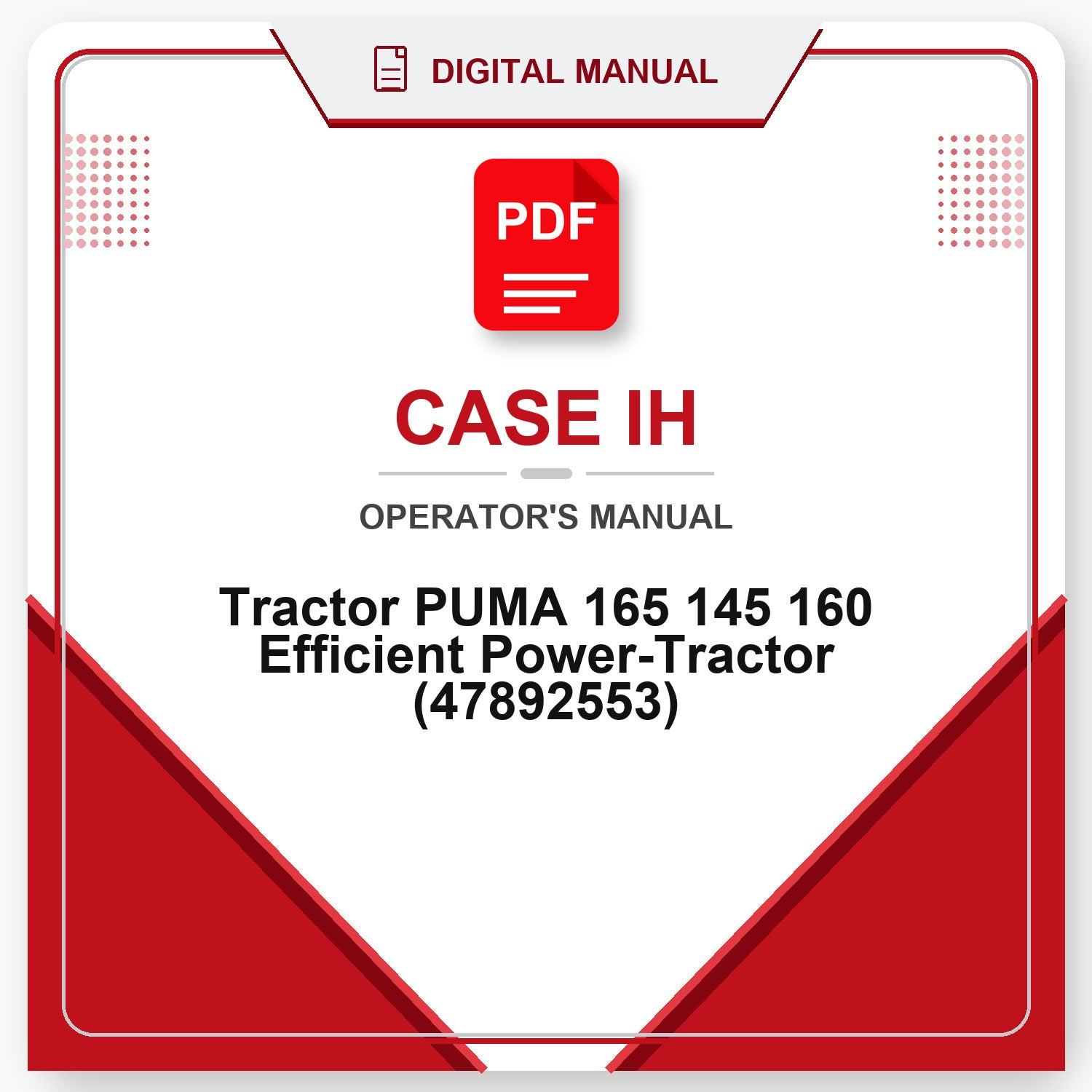 Case IH Tractor PUMA 165 145 160 Efficient Power-Tractor Operator's Manual (47892553)